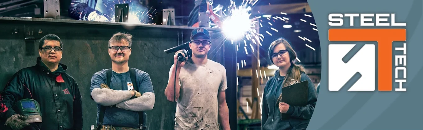 The author (white shirt, center) working at Steel Tech of the Ozarks